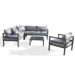 Salon de jardin dangle 6 places en aluminium