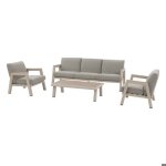 Salon de jardin axiome argile 5 places en aluminium texaline et ol�fine - hesp�ride