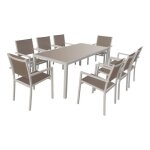 Salon de jardin bari en textil�ne taupe 8 places - aluminium taupe