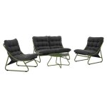 Salon de jardin bas 4 places en m�tal vert - oviala