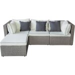 Salon de jardin bas en r�sine tress�e kuba - 3 places - gris