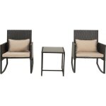 Salon de jardin a bascule en r�sine tress�e garden - noir