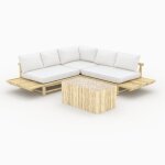 Salon de jardin blanc 4 personnes en bois de teck canap� table basse - sunny - rendez - vous d�co