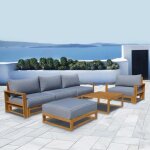 Salon de jardin bleu en bois dacacia - 5 places Salon de jardin bleu en bois dacacia - 5 places