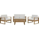 Salon de jardin en bois dacacia fsc - palawan - table 80x55x29 cm - beige - 4 personnes