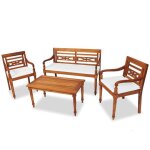 Salon de jardin en bois de teck solide - vidaxl - 4 pcs - marron - naturel - jardin Salon de jardin en bois de teck solide - vidaxl - 4 pcs - marron - naturel - jardin