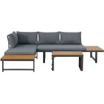 Salon de jardin - bora - structure en aluminium - modulable en canap� ou en transats - gris - 4 personnes ...