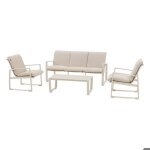 Salon de jardin boreane lin & argile 5 places en aluminium texaline et polyester - hesp�ride