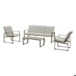 Salon de jardin boreane noisette & caf� 5 places en aluminium texaline et polyester - hesp�ride