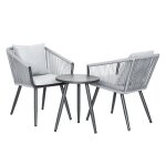 Salon de jardin d�tente en aluminium et corde tress�e gris amorgos - 2 places - jardiline