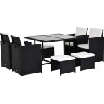 Salon de jardin encastrable 8 personnes - outsunny - résine tressée - noir - plateau verre trempé Salon de jardin encastrable 8 personnes - outsunny - résine tressée - noir - plateau verre trempé