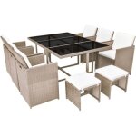 Vidaxl salon de jardin encastrable 11 pcs mobilier de jardin mobilier de patio mobilier de terrasse mobilier ...