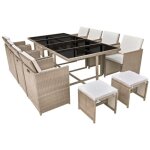Vidaxl salon de jardin encastrable 13 pcs mobilier de patio mobilier de terrasse mobilier dext�rieur ...
