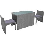 Salon de jardin encastrable santorin en r�sine tress�e grise 2 places - coussins gris