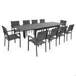 Salon de jardin extensible 10 places de 180 / 300cm en textil�ne gris - aluminium anthracite venezia