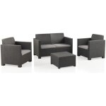 Salon de jardin ext�rieur 4 places en r�sine tress�e anthracite (1 table basse + 2 fauteuils + 1 canap� ...