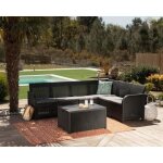 Salon de jardin en imitation rsine tresse allibert avec table basse range - coussins - 6 personnes ...