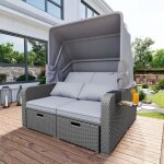 Salon de jardin - bain de soleil - inclinable en r�sine tress�e - salon de jardin avec pare soleil r�glable ...