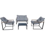 Salon de jardin jules - 4 places - gris / noir