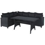 Salon de jardin - kapas - structure acier et r�sine tress�e - noir - 5 personnes