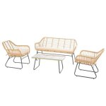Salon de jardin lambada s�same avec table basse rectangulaire 4 places en acier trait� �poxy - hesp�ride ...