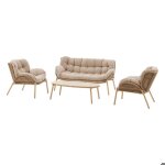 Salon de jardin meloane taupe 5 places en polyester et acier - hesp�ride