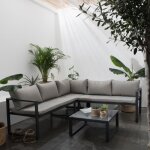 Salon de jardin modulable ibiza en tissu gris 4 places - aluminium anthracite