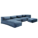 Salon de jardin modulable 5 places bleu pacific mixi oviala