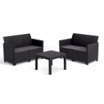 Salon de jardin modulable en résine imitation rotin tressé - noir - keter - 4 personnes - marie Salon de jardin modulable en résine imitation rotin tressé - noir - keter - 4 personnes - marie