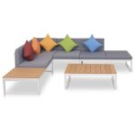 Salon de jardin - mothinessto - ly0625 - aluminium et wpc - blanc et marron - gris clair - multicolore ...