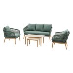 Salon de jardin orissa vert olive 5 places en polyester et acier - hesp�ride