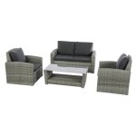 Salon de jardin polyn�sia havane 4 places en aluminium trait� �poxy - hesp�ride