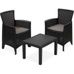 Salon de jardin - polypropyl�ne - ipae - 2 personnes - forest - 2 fauteuils avec coussin dassise + 1 ...