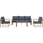 Salon de jardin - puerto - aluminium effet bois - gris - 5 personnes