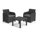 Salon de jardin - rsine aspect rotin tress - allibert by keter - 2 personnes - sanremo - gris graphite ...