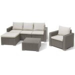 Salon de jardin - en rsine imitation rotin tress - allibert by keter - 5 personnes - moorea - cappuccino ...