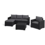 Salon de jardin - en rsine imitation rotin tress - allibert by keter - 5 personnes - moorea - gris ...