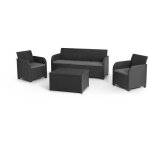 Salon de jardin - en rsine imitation rotin tress - allibert by keter - 5 personnes - sanremo - gris ...
