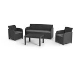 Salon de jardin - en rsine imitation rotin tress - allibert by keter - 5 personnes - sanremo - gris ...