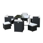 Salon de jardin en r�sine tress�e artigas ii 4 - 8 places noir - jardideco