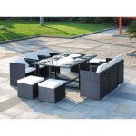 Salon de jardin en r�sine tress�e artigas ii 6 - 10 places noir - jardideco