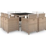 Vidaxl salon de jardin avec coussins 9 pcs r�sine tress�e beige