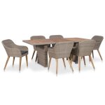 Salon de jardin en rsine tresse avec coussins - 200 x 100 x 74 cm