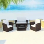 Salon de jardin en rsine tresse marron - vidaxl - 4 pcs - mobilier de jardin lgant