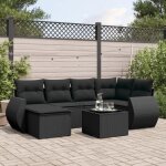 Salon de jardin - salutuya - qpi05711 - 7 pcs - rsine tresse - housses lavables