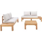 Salon de jardin - sana - bois acacia fsc - 1 table basse et 2 canap�s - gris clair - 4 personnes