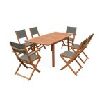 Salon de jardin savane extensible - almeria - table 120 / 180cm avec rallonge. 2 fauteuils et 4 chaises. ...