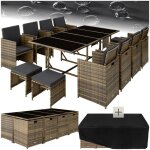 Ensemble table chaise de jardin - tectake - salon de jardin palma 12 places pliable housse de protection ...