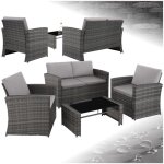 Salon de jardin - tectake - ensemble lounge dext�rieur jesolo 1 canap� 2 fauteuils 4 places avec table ...