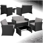 Salon de jardin - tectake - ensemble lounge dext�rieur jesolo 1 canap� 2 fauteuils 4 places avec table ...
